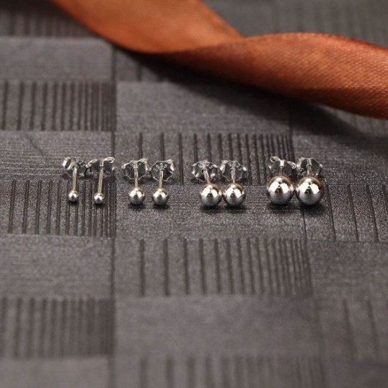 4 Pairs 925 Earrings For Women Girls Round Ball Small Stud Earrings Set 2; 3; 4; 5 Mm 4 Pairs 925 Earrings For Women Girls Round Ball Small Stud Earrings Set 2; 3; 4; 5 Mm